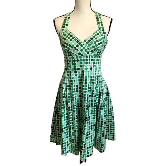 Calvin Klein Retro Inspired Polka Dot Dress in Green - Picture 1 of 8